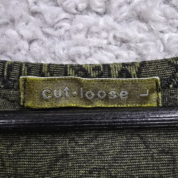 Cut Loose Shirt Women Large Green Floral Long Sleeve Pullover Stretch Goblincore - Picture 4 of 12